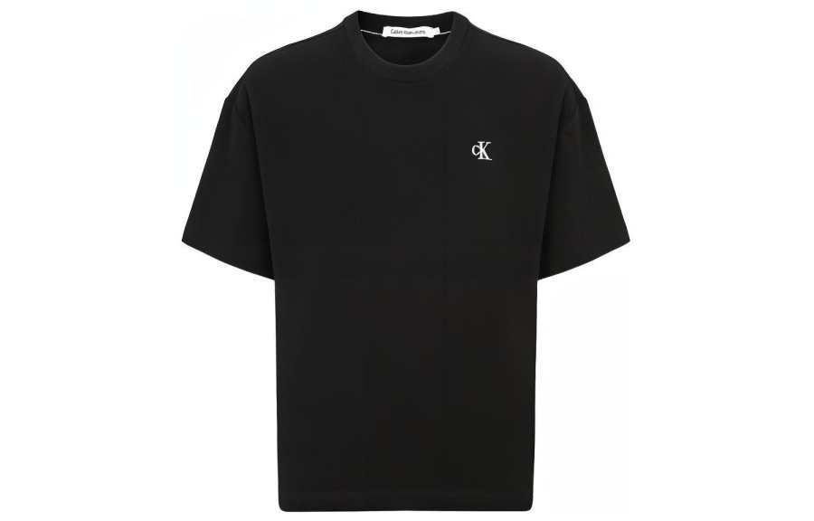 Calvin Klein T Shirts Unisex Black Crew Neck Moderate Straight Fit