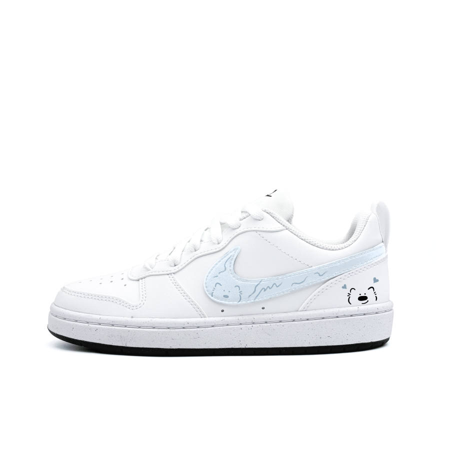 Nike Nike Court Borough Blue Cute Puppy Synthetic Leather Low top Kids' Skateboarding Shoes White Teenagers