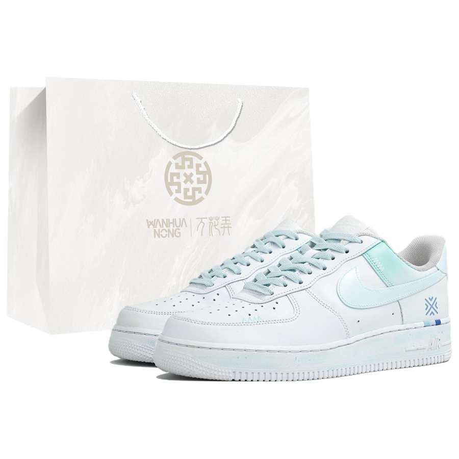 Nike Nike Air Force 1 Wan Hua Nong, Mint Blue, Shopping Bag Slip Resistant Cushioning Low top Skateboard Shoes Unisex