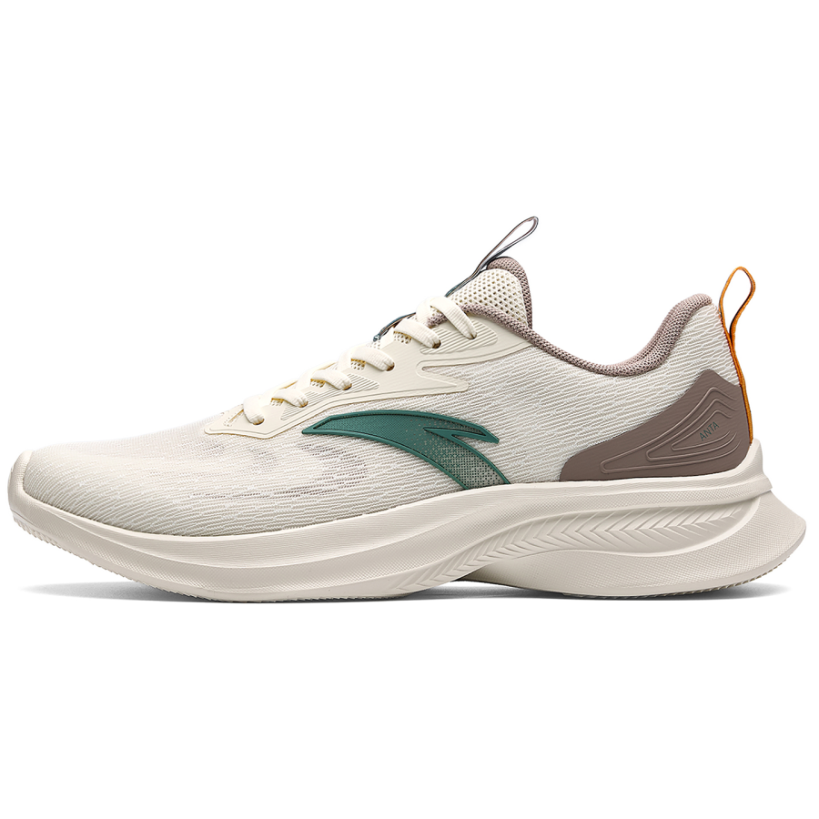 Anta Cushioning Breathable Slip Resistant Low top Casual Running Shoes Men's Light Beige White