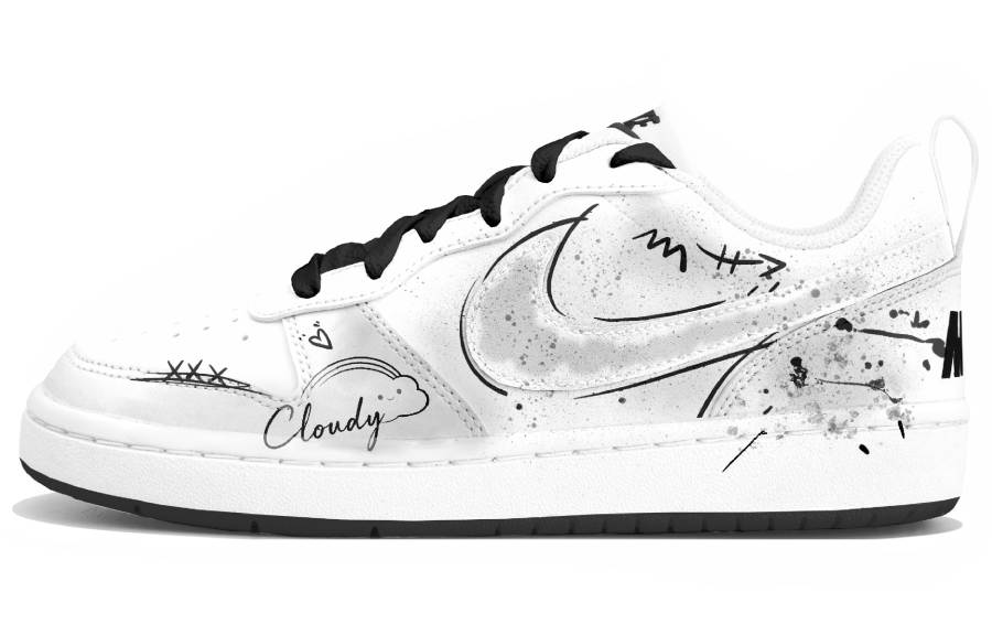 Nike Nike Court Borough Cloud Dye Ink Splatter Light Gray Low top Kids' Skateboarding Shoes Gray Teenagers