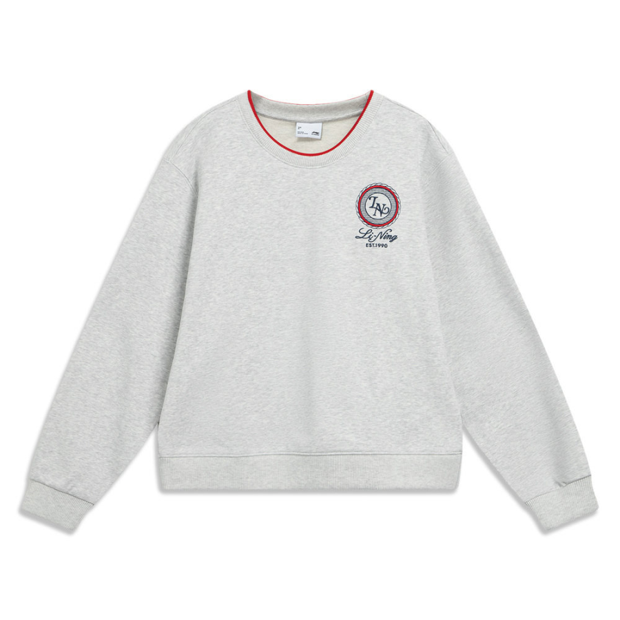 Li-Ning Li Ning Sweatshirts Women's Gray Crew Neck Moderate Regular