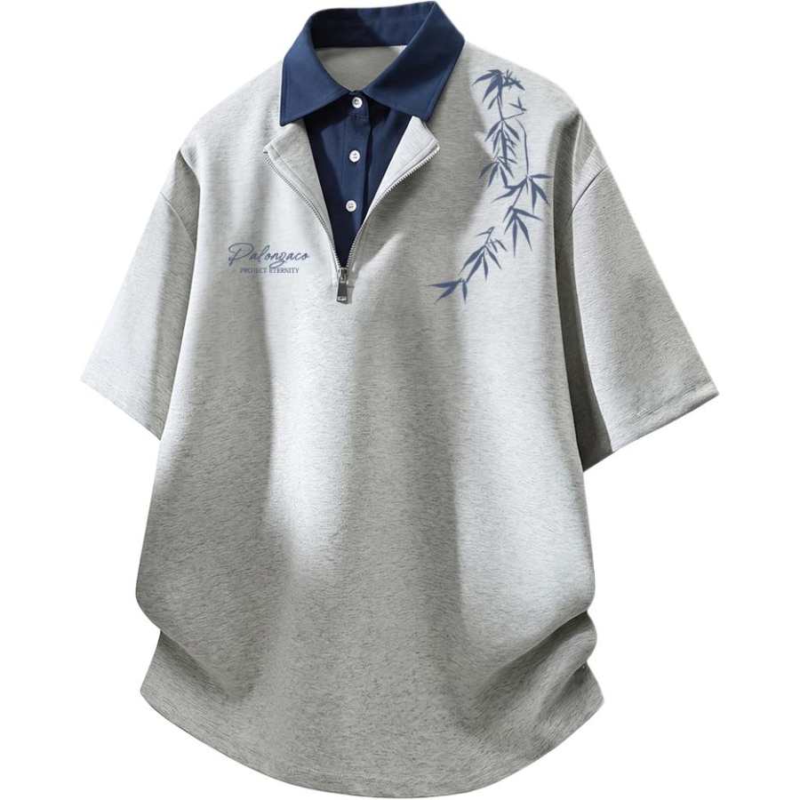 PAL ONGACO Polo Shirts Unisex Polo Collar Moderate Mock Two Piece