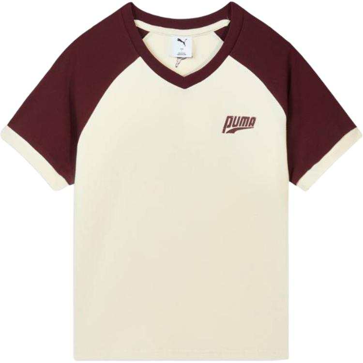 PUMA T Shirts Women's Ecru V Neck
