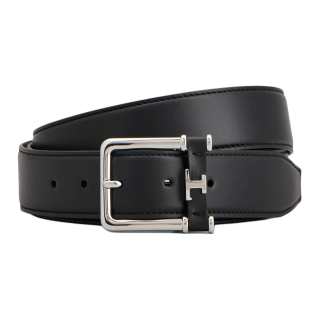 TOD'S T Timeless Calfskin Leather Belts Unisex Black/Brown Width 3.5cm