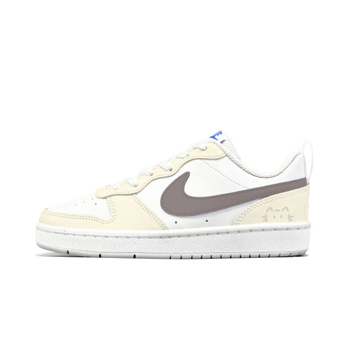 Nike Nike Court Borough 2 Egg Tart Milk Coffee Leather Slip Resistant, Abrasion Resistant, Breathable Low top
