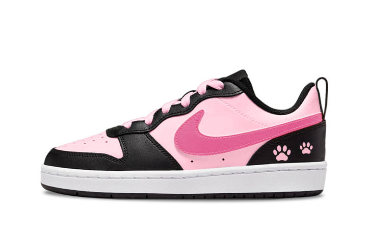 Nike Nike Court Borough Black Pink Milk Cat Leather Cushioning Abrasion Resistant Support Low top Kids' Skateboarding Shoes