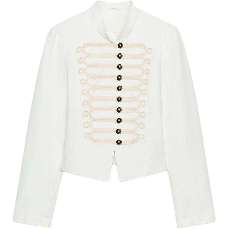 ZARA Jackets Women's White Stand Collar Moderate Other