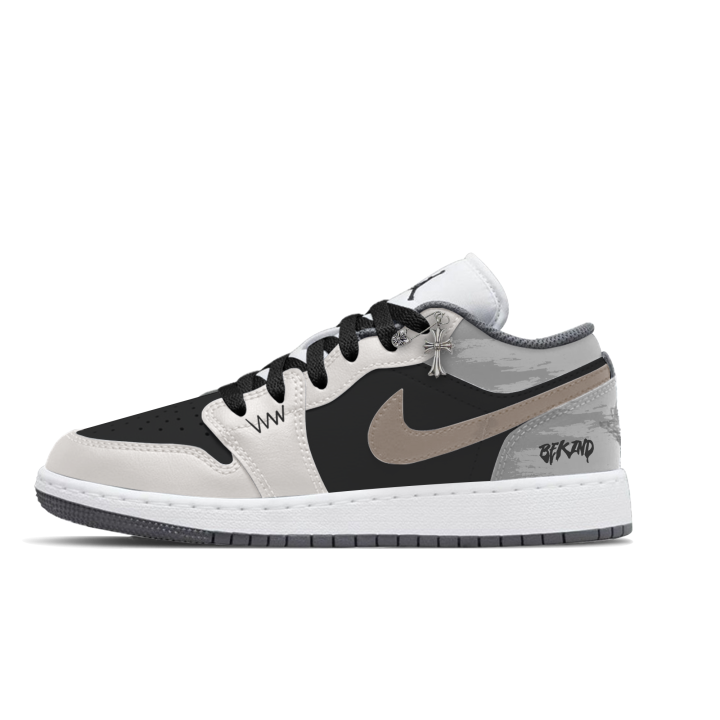 Jordan Jordan Air Jordan 1 Matte Finish Brown Shadow Slip Resistant Abrasion Resistant Low top Children's Basketball Shoes