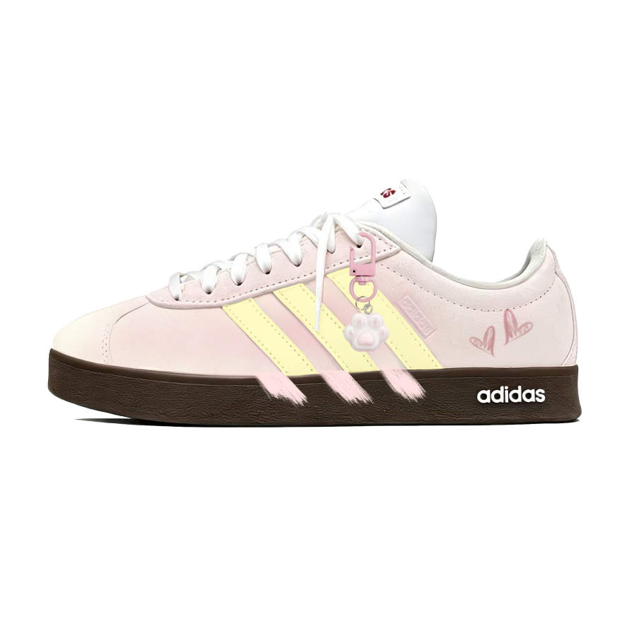 Adidas Adidas VL COURT 2.0 Light Apricot Milk Puff Slip Resistant Abrasion Resistant Low top Skateboard Shoes Unisex