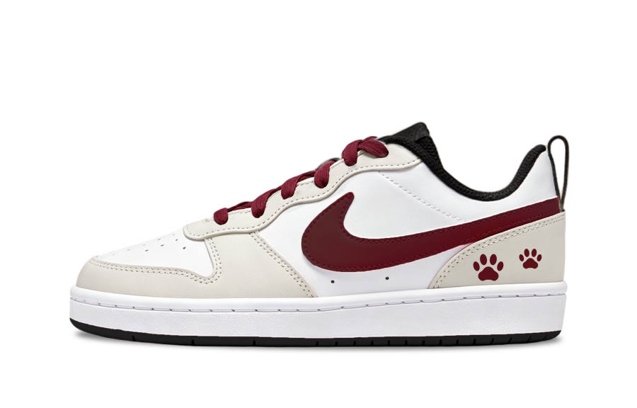 Nike Nike Court Borough Wine Red Cat Paw Leather Cushioning Abrasion Resistant Support Low top Kids' Skateboarding Shoes