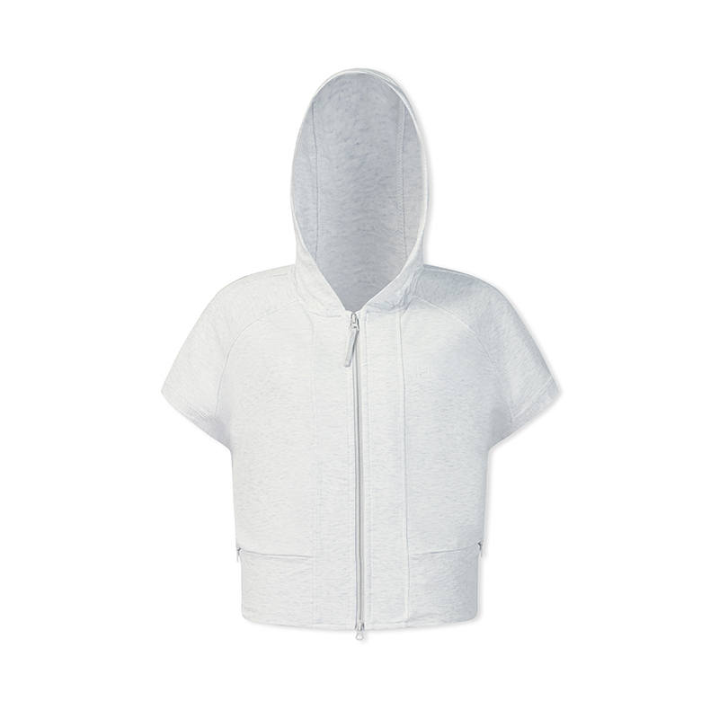 FILA Fitness Vests Women's Light Heather Gray Hooded Non Detachable Moderate Knitted Fabric