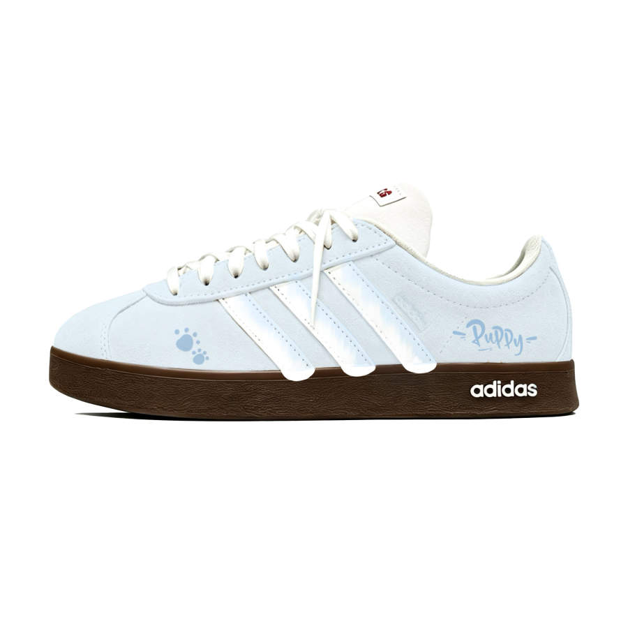 Adidas Adidas VL COURT 2.0 Cloud Slip Resistant Abrasion Resistant Low top Skateboard Shoes Unisex White Blue