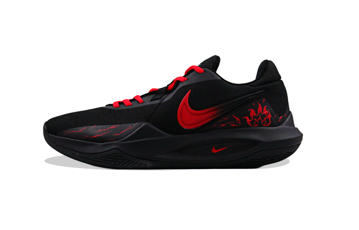 Nike Nike Precision 6 Fiery Fabric Slip Resistant And Breathable Height Increasing Low top Basketball Shoes Men's Black Red