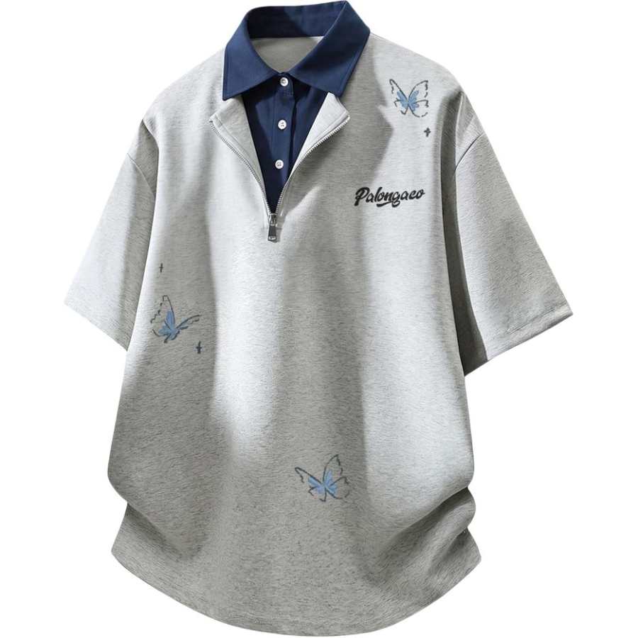 PAL ONGACO Polo Shirts Unisex Polo Collar Moderate Mock Two Piece