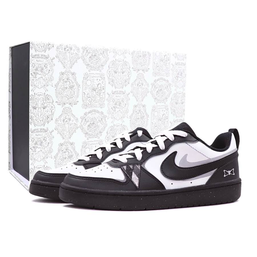 Nike Nike Court Borough Pilates Dal Leather Low top Kids' Skateboarding Shoes Black White Gray Teenagers