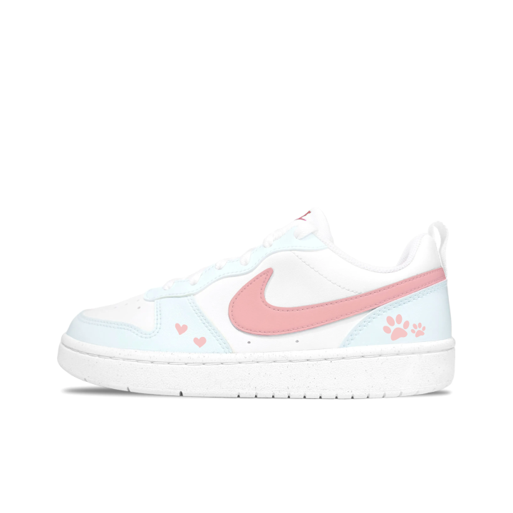 Nike Nike Court Borough Leather Low top Kids' Skateboarding Shoes Blue Pink Teenagers