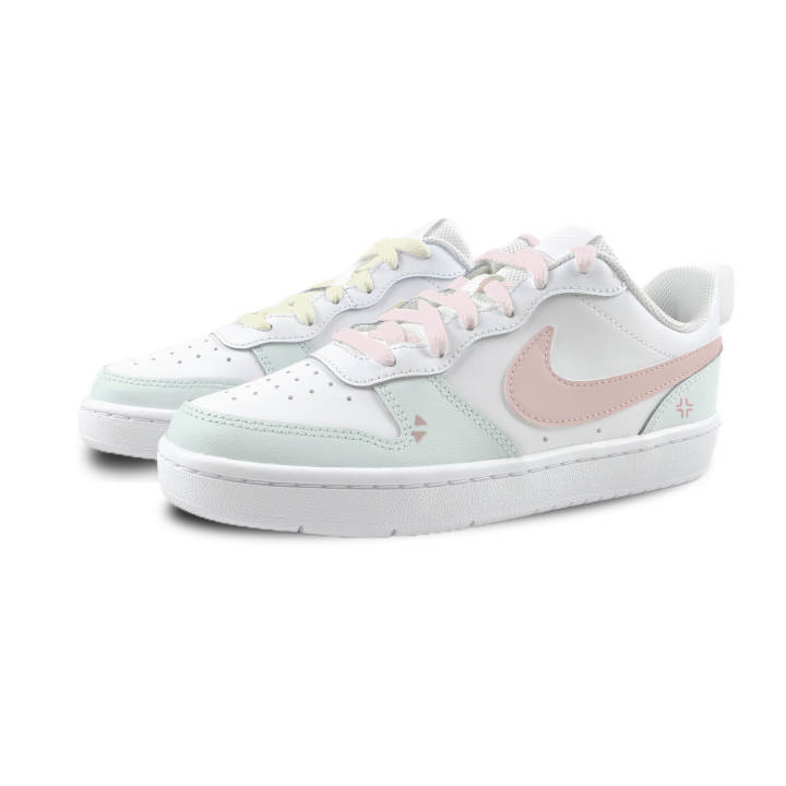 Nike Nike Court Borough Mint Yellow Pink Abrasion Resistant Support Kids' Skateboarding Shoes White Unisex