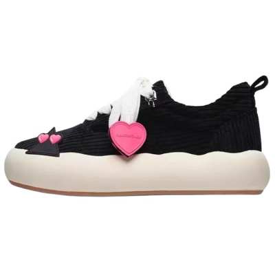 HARDSPONGE Low top Canvas Shoes Unisex Black Pink