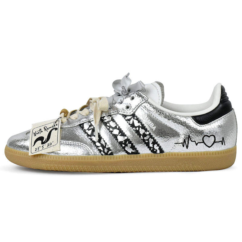 Adidas Originals SAMBA OG Slip Resistant Abrasion Resistant Low top Skateboard Shoes Unisex Silver