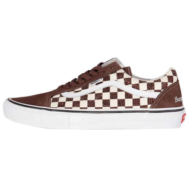 Supreme Supreme x Vans X Swarovski Old Skool Low top Skateboard Shoes Unisex Brown