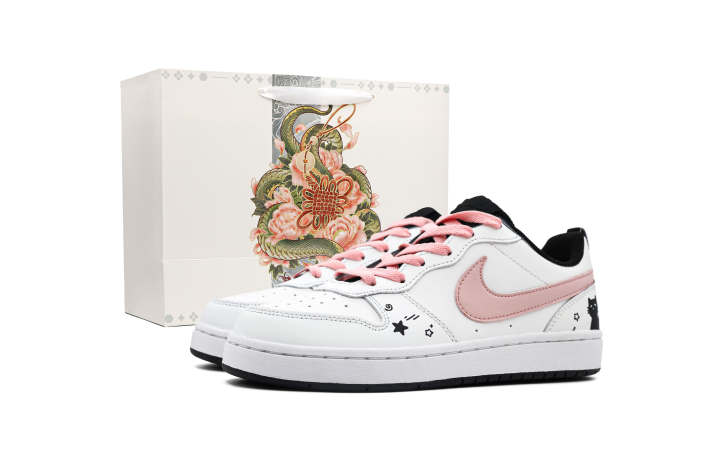 Nike Nike Court Borough Cloud Black Claw Leather Cushioning Abrasion Resistant Low top Kids' Skateboarding Shoes White