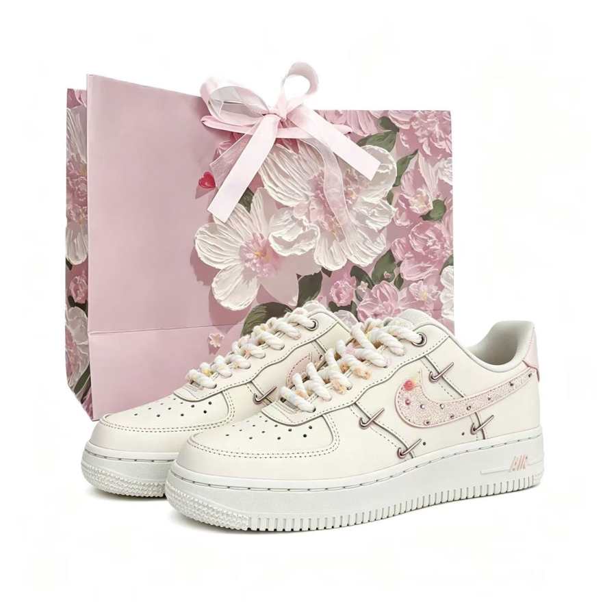 Nike Nike Air Force 1 Rose Gold Four Hooks, Shopping Bag Slip Resistant Abrasion Resistant Low top Skateboard Shoes Women's
