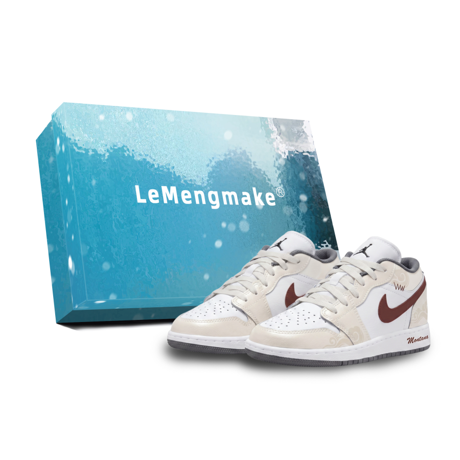 Jordan Jordan Air Jordan 1 Cloud Habitat Burgundy Slip Resistant Abrasion Resistant Low top Children's Basketball Shoes Ecru
