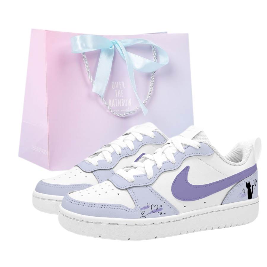 Nike Nike Court Borough Taro Paste Milk Cat Slip Resistant Abrasion Resistant Low top Skateboard Shoes Women's Purple