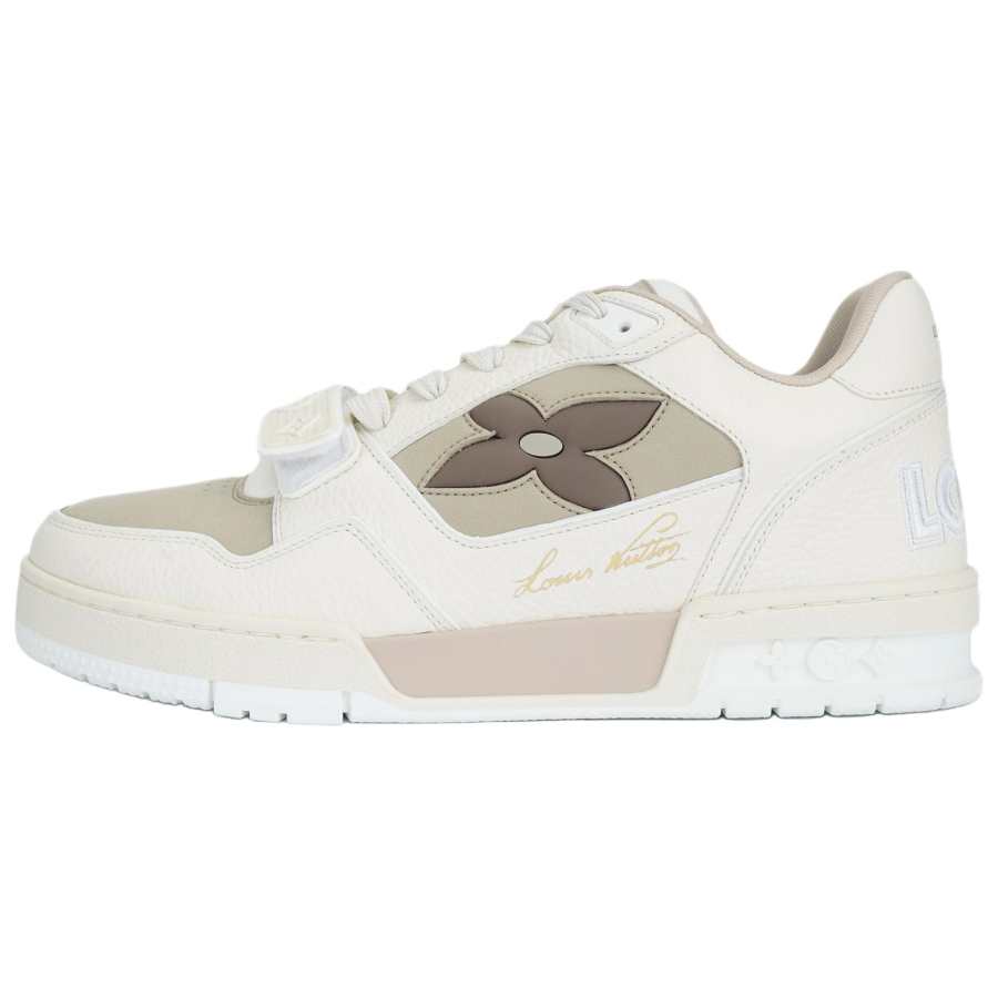 LOUIS VUITTON Trainer Suede Casual Shoes Men's Beige