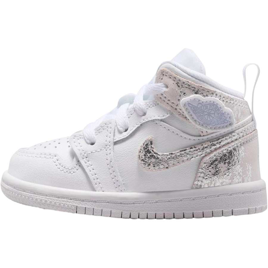 Jordan Jordan Air Jordan 1 Synthetic Leather, Leather Breathable Mid top Toddler Shoes White Infant And Toddler