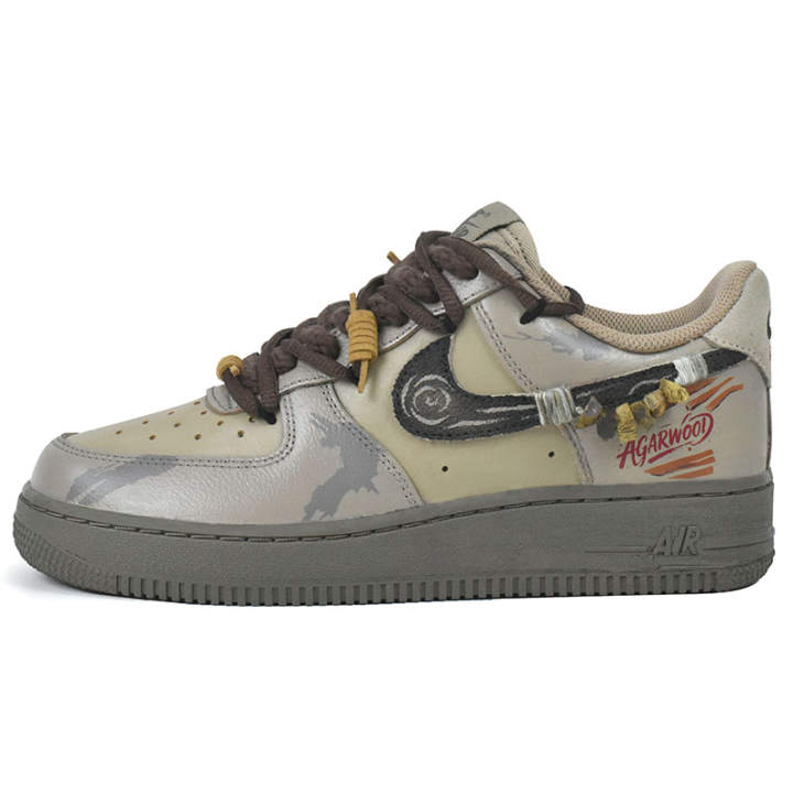 Nike Nike Air Force 1 Slip Resistant Abrasion Resistant Low top Skateboard Shoes Unisex Brown