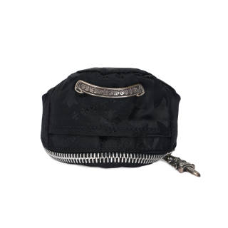 Chrome Hearts Leather Paneled Canvas Coin Purse Unisex Black