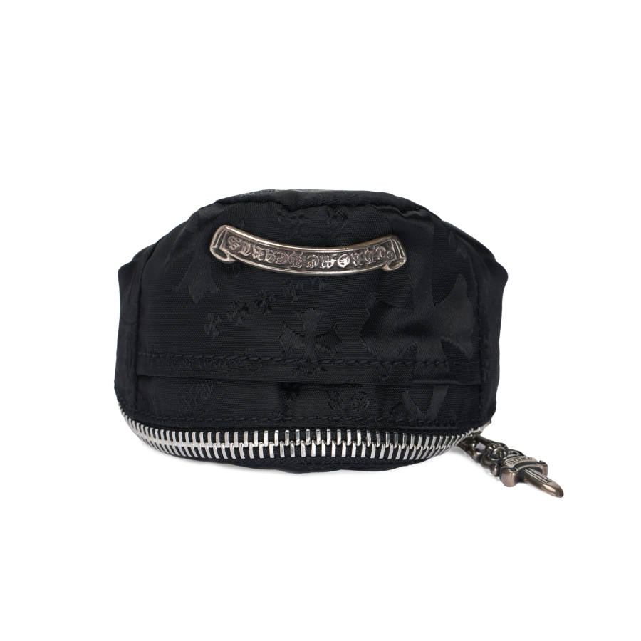 Chrome Hearts Leather Paneled Canvas Coin Purse Unisex Black