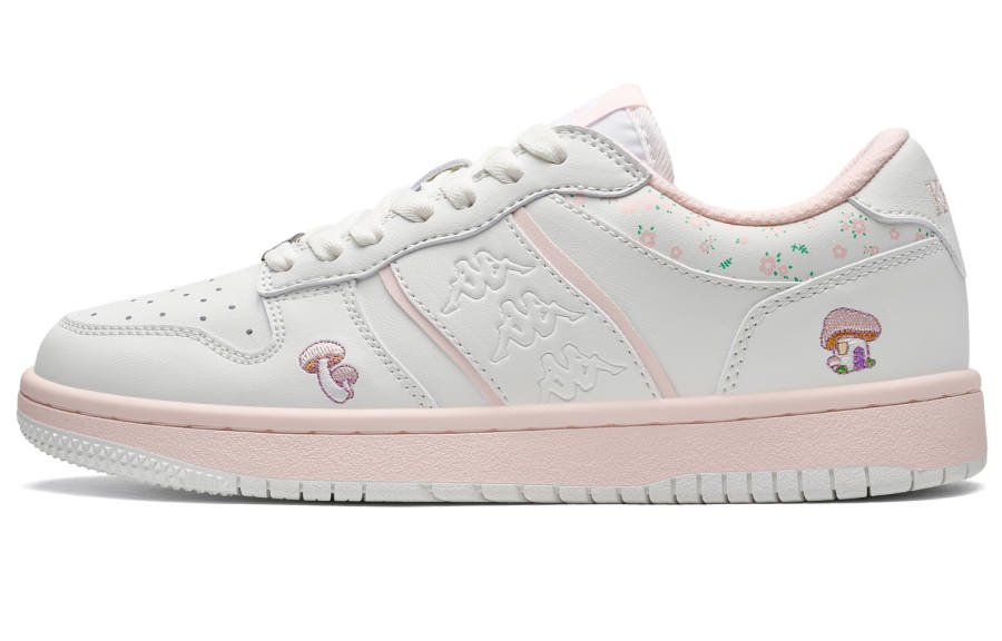 Kappa Back to Back Abrasion Resistant Slip Resistant Low top Skateboard Shoes Women's Classic White/Light Lotus Pink