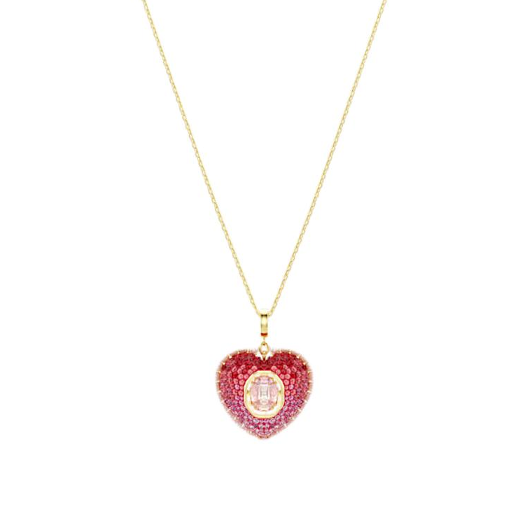 Swarovski Idyllia Heart Style Cubic Zirconia Necklaces Unisex Pink