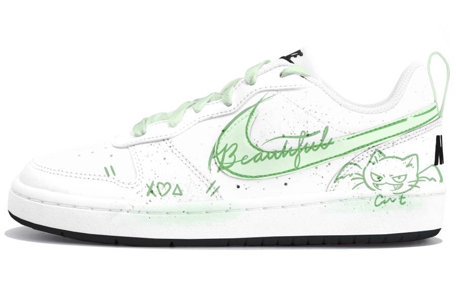 Nike Nike Court Borough 2 Urban Chic Style Seal Synthetic Leather Kids' Skateboarding Shoes Light Green Teenagers