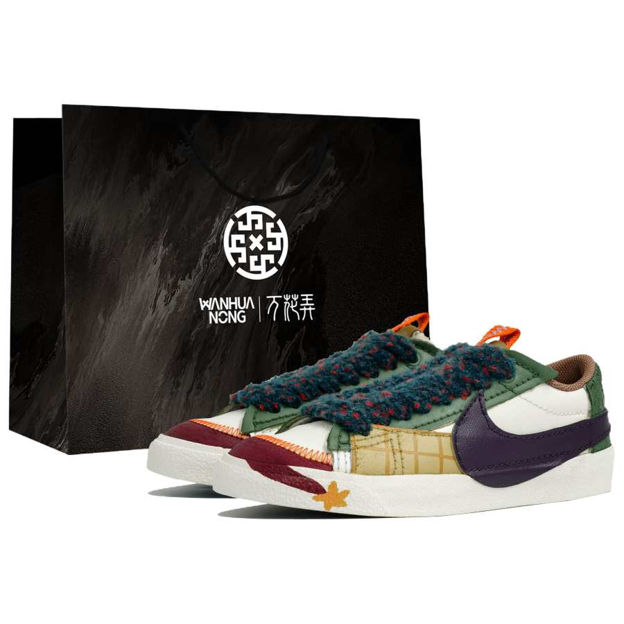 Nike Nike Blazer Low Myriad Flowers, Stars, Shopping Bag Slip Resistant Abrasion Resistant Low top Skateboard Shoes Women's