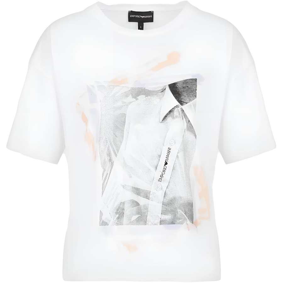 EMPORIO ARMANI T Shirts Women's White Crew Neck Moderate Straight Fit