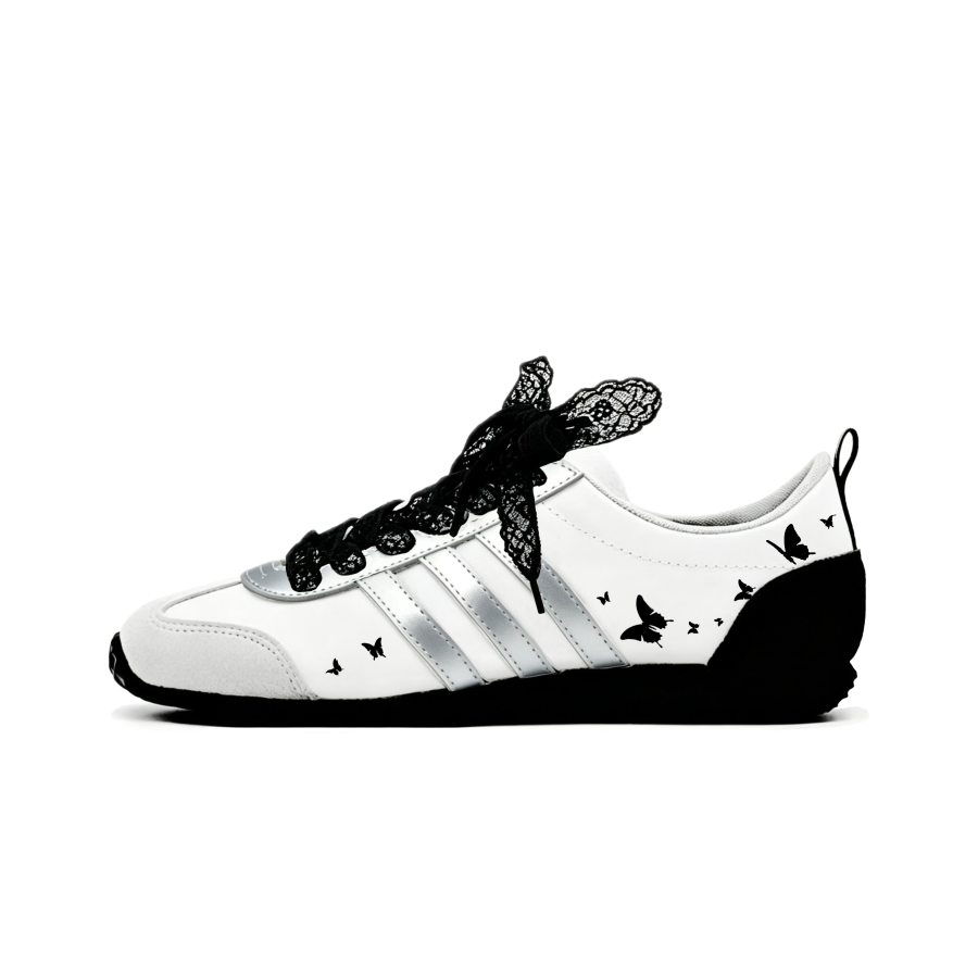 Adidas Adidas VS JOG 2.0 Black Butterfly German Army Trainers Unisex Silver Black