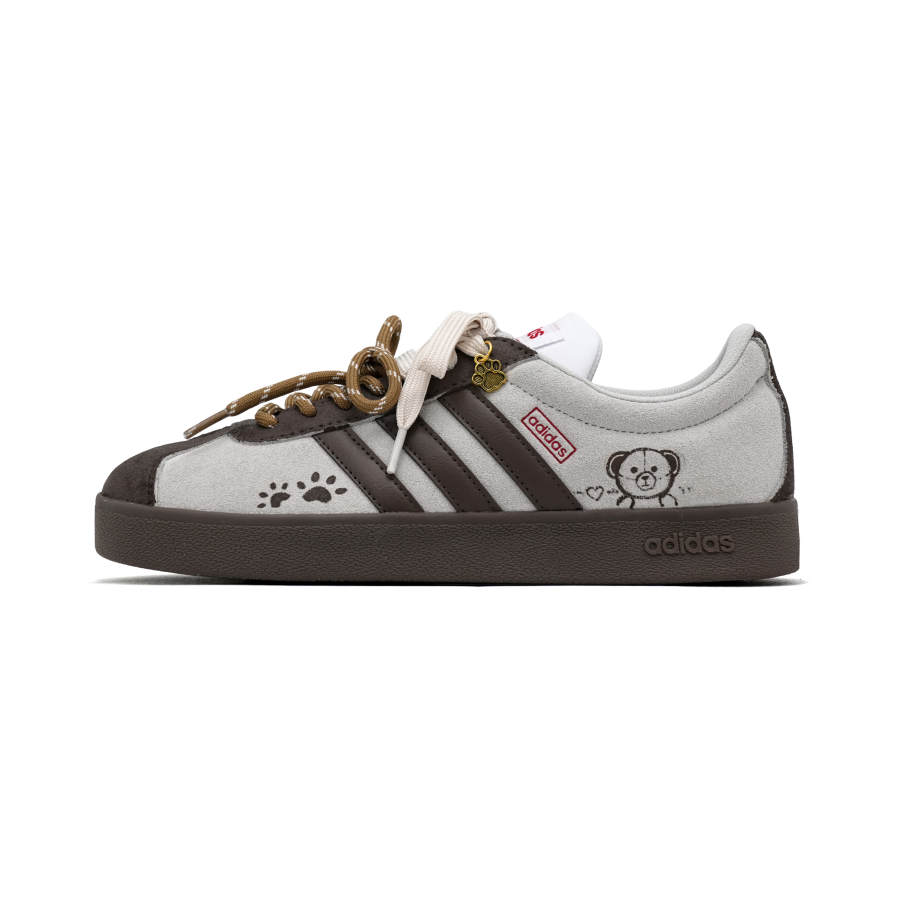 Adidas Adidas Vl Court Classic Milk Coffee Bear Synthetic Leather Abrasion Resistant Low top German Army Trainers Unisex Brown