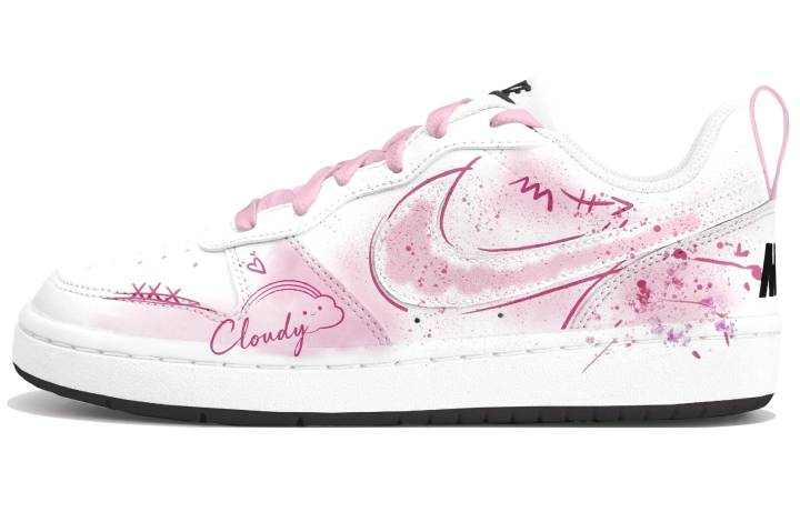 Nike Nike Court Borough Cloud Dyed Ink Splatter Low top Kids' Skateboarding Shoes Pink Teenagers
