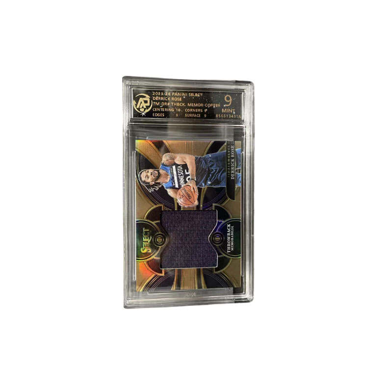 PANINI PANINI Select Timberwolves, Derrick Rose, Authentic Jersey 02/49 Knit, Gold Retail Display Case Graded Cards 1 Pc