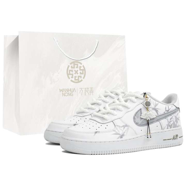Nike Nike Air Force 1 Coverage Impact Resistance Low top Skateboard Shoes Unisex White Gray