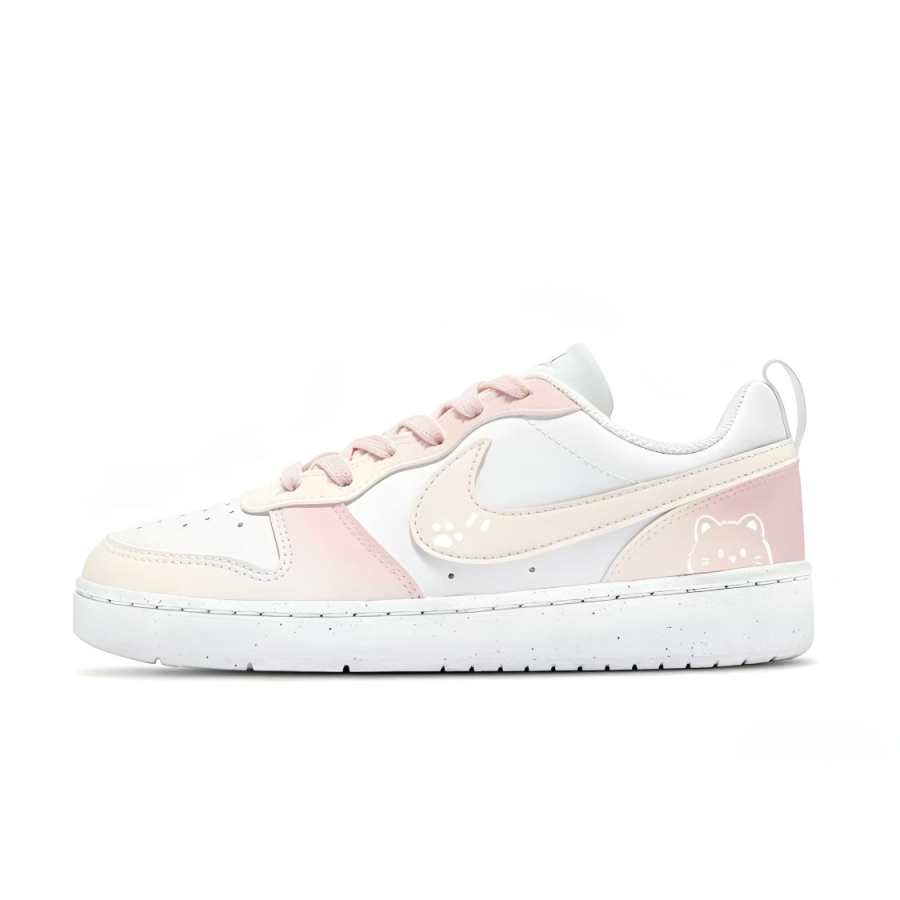 Nike Nike Court Borough Milk Powder Meow Claw Cushioning Abrasion Resistant Breathable Low top Kids' Skateboarding Shoes
