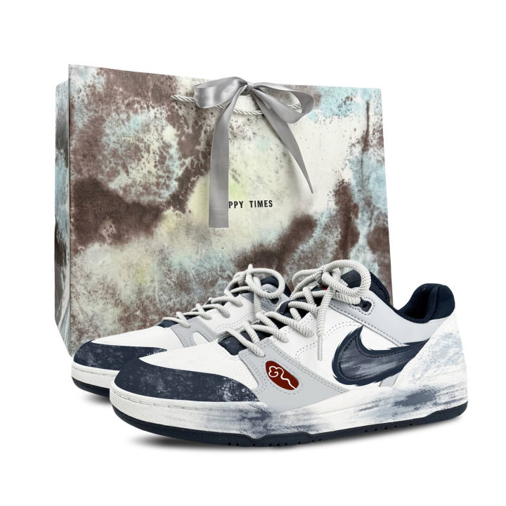 Nike Nike Full Force Chinese Style Ink Wash Synthetic Leather Low top Skateboard Shoes Men's