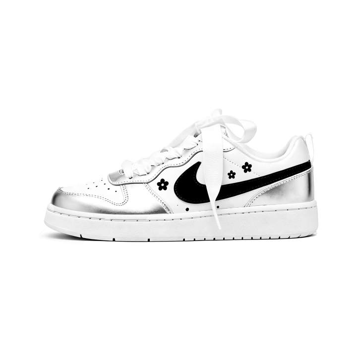 Nike Nike Court Borough Silver Wing Floral Shadow Synthetic Leather Cushioning Lightweight Low top Skateboard Shoes Women's