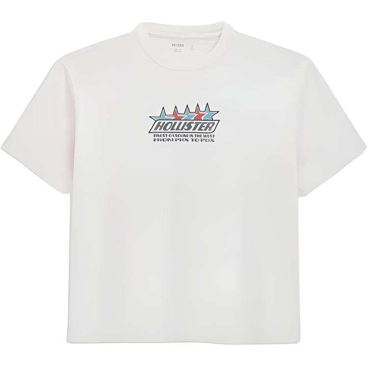Hollister/ T Shirts Men's White Crew Neck Moderate