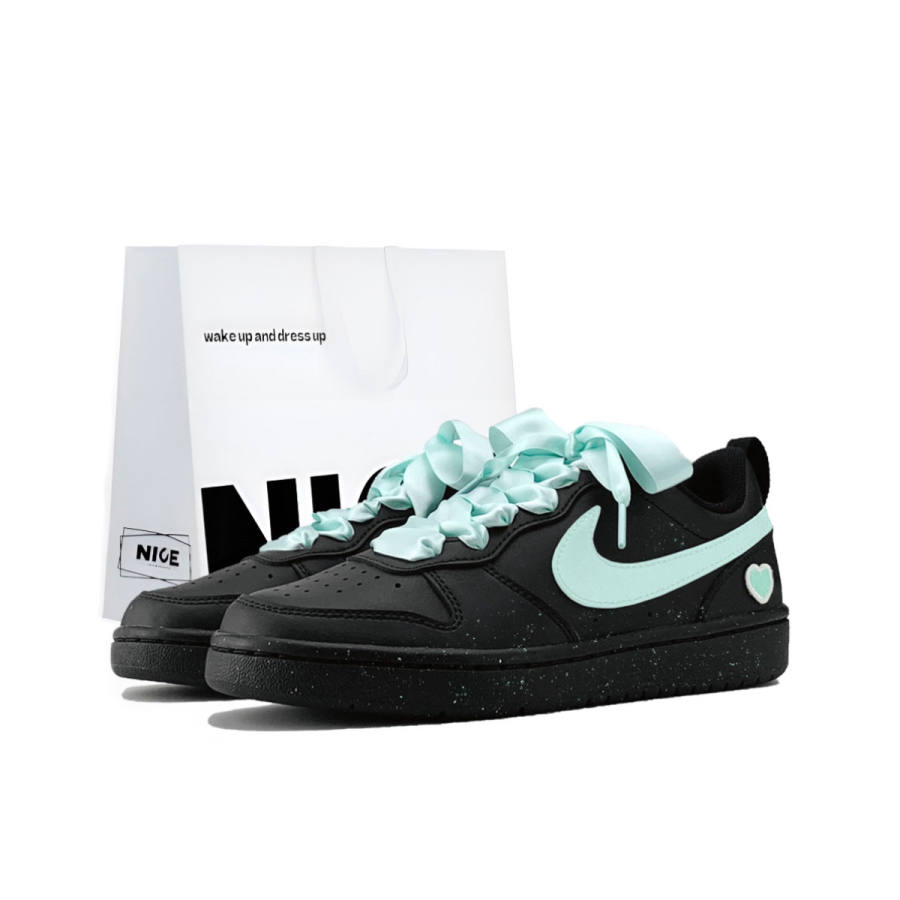 Nike Nike Court Borough Cyan Mist Sweetheart BOX Leather Low top Kids' Skateboarding Shoes Mint Green Teenagers
