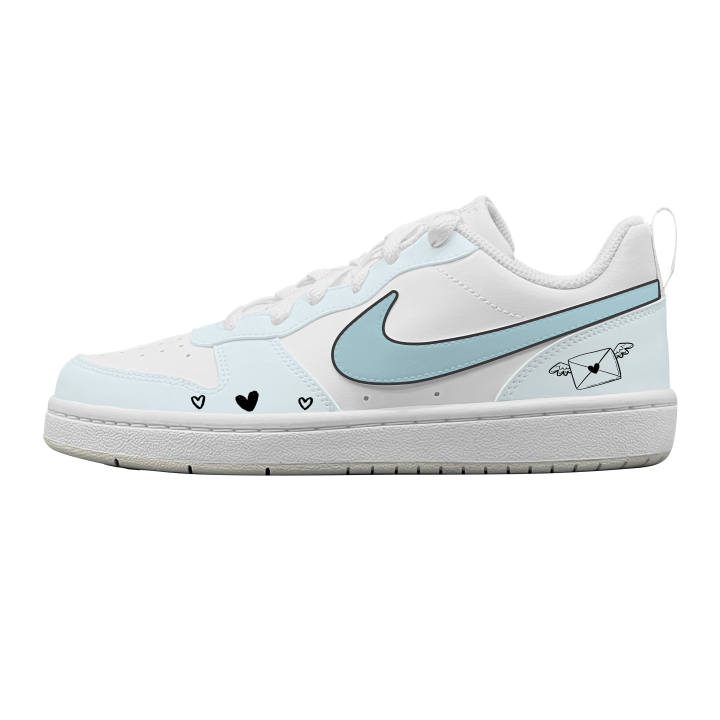Nike Nike Court Milk Blue Heartbeat Synthetic Leather Fresh Slip Resistant Anti Kick Abrasion Resistant Support Low top